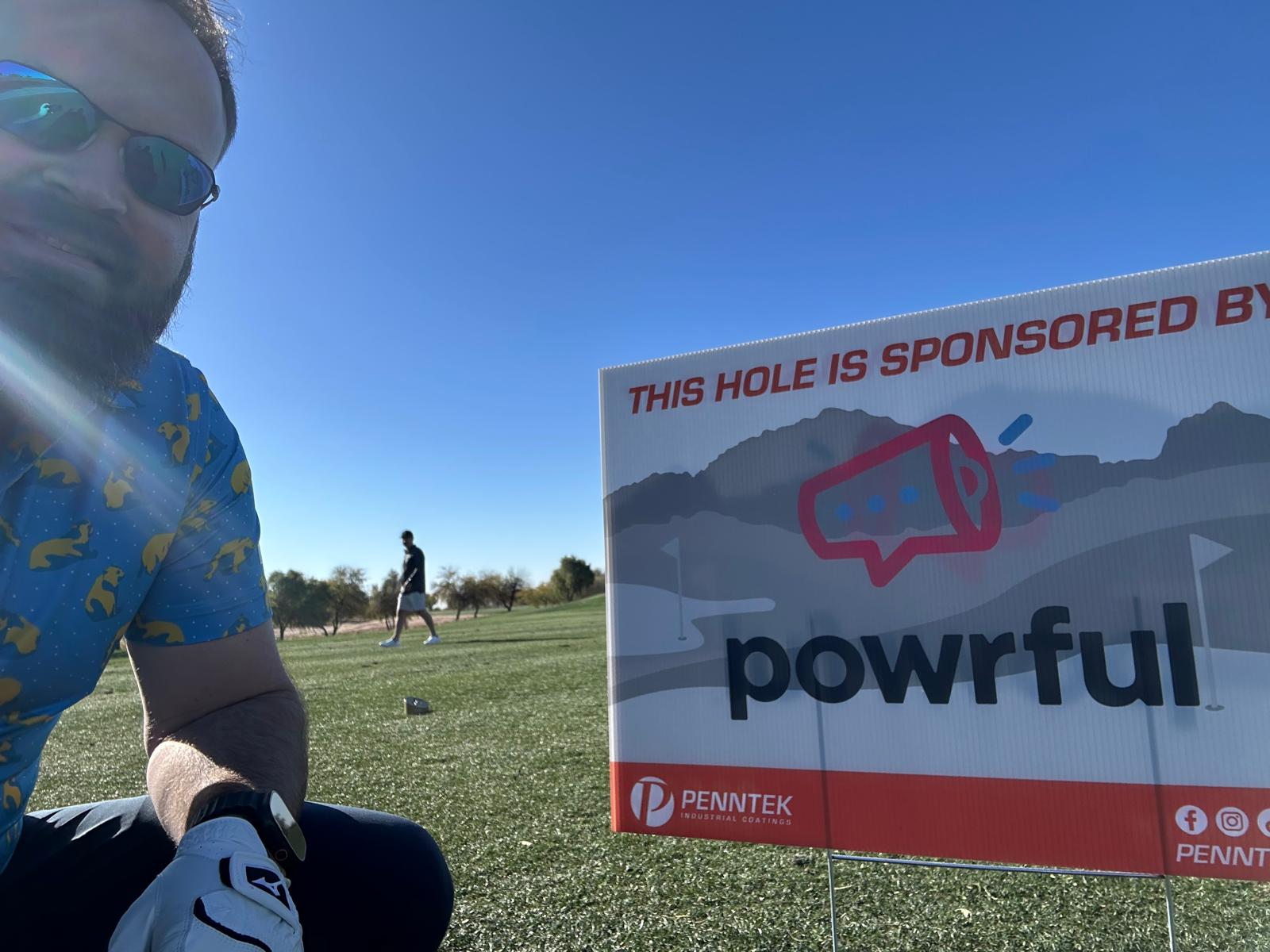 Powrful sponsored golf event signage